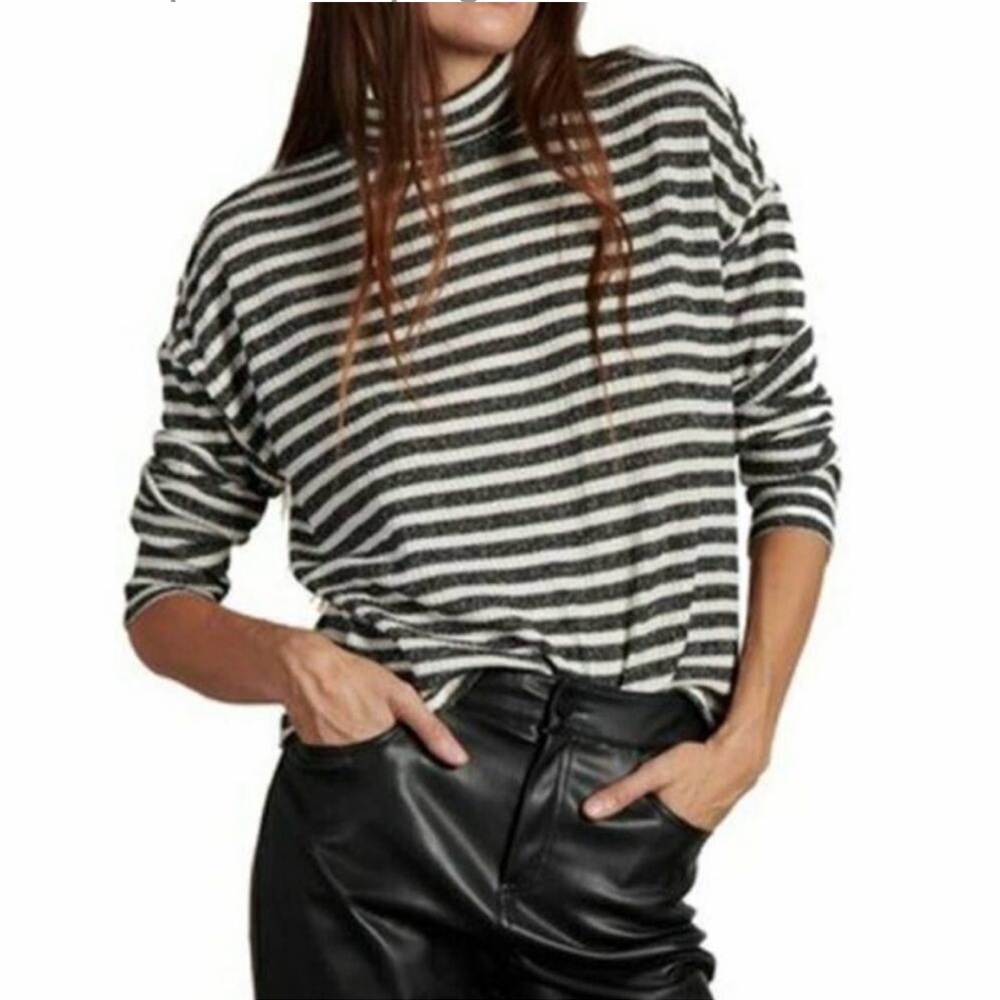 NWT SANCTUARY Nikolai Striped Metallic Turtleneck Sweater Size XS Lightweight